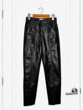 Wilfred by Aritzia Black Faux Leather High-Waisted Pants | Size 0
